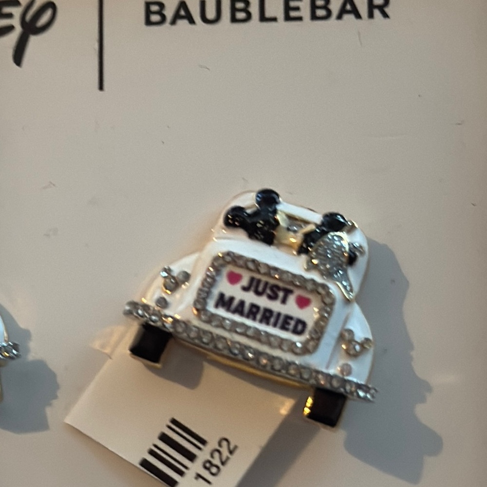 BaubleBar Disney 'Just Married' Earrings - White and Black - Picture 3 of 3